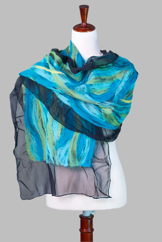 Handcrafted Silk Scarf - Blue Lagoon