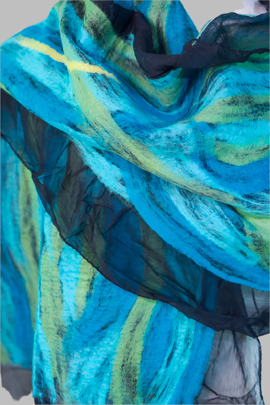 Handcrafted Silk Scarf - Blue Lagoon